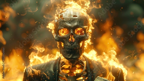 illustration of a skeleton in a business suit with a cash in hand burning