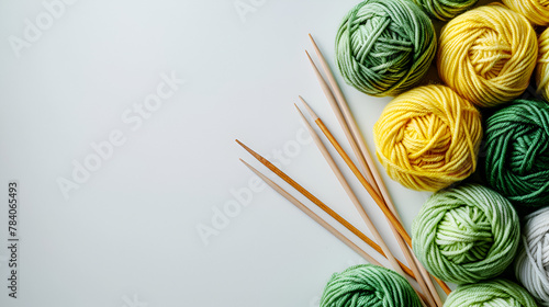 Crafts and Hobbies: Green and Yellow Balls of Yarn