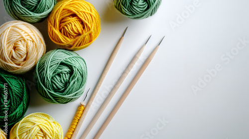 Crafts and Hobbies: Green and Yellow Balls of Yarn