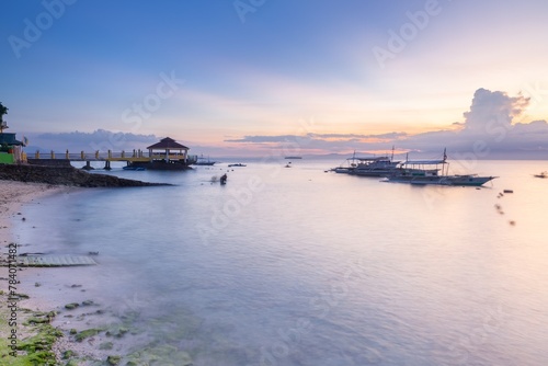 Sunset view of the Moalboal beach, Cebu, Philippines