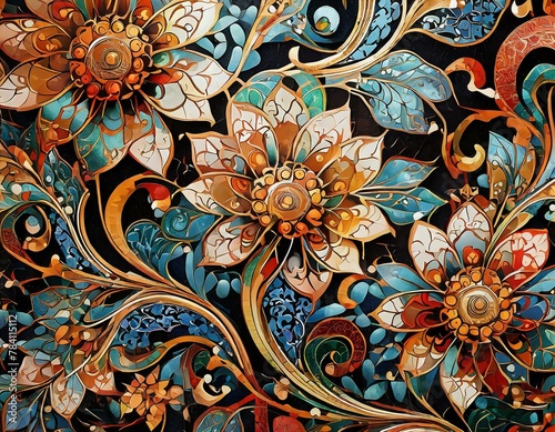 美しいグラデーションのアラベスク模様モザイクテクスチャ風壁紙