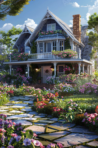 Quaint Country Inn: Wrap-around Porch and Flower-Filled Gardens