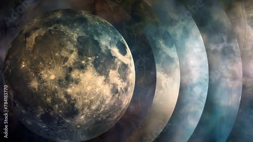 Mystical Moon Phases Cosmic Energy Abstract Space Art