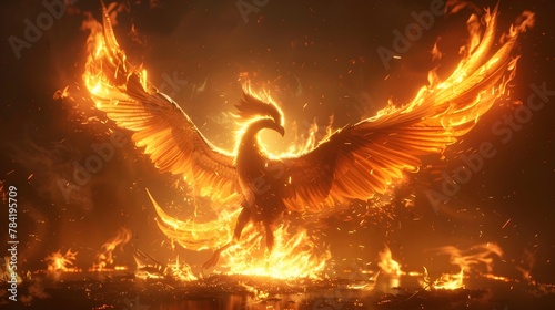 Majestic Phoenix Rising from the Ashes in a Vibrant Display of Power and Rebirth