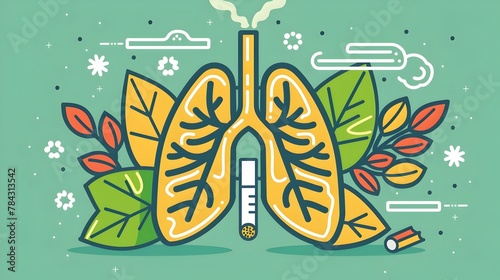 World Tobacco Day Infographic Poster: Lungs and Leaves Symbolizing Medicine Concept