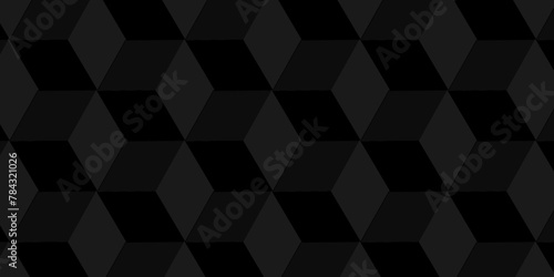 Abstract modern cubes geometric tile and mosaic wall or grid hexagon technology wallpaper. black and gray geometric block cube structure backdrop grid diamond element triangle texture vintage design.