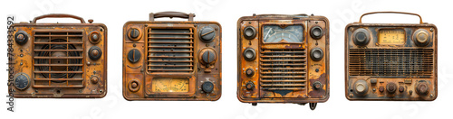 old interior radio, interior props isolated on a transparent PNG background, white background , Generative Ai