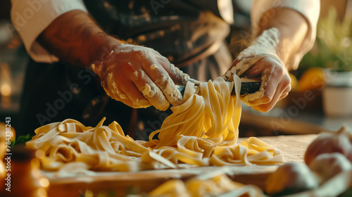 A photo of A chef preparing a vegan twist on a classic Italian pasta dish, using plant-based ingredients to honor Italian culinary traditions while catering to modern dietary preferences