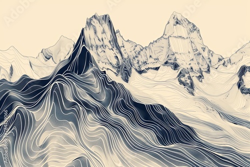 mountain line art Abstract blue marble texture with color splashes luxury background