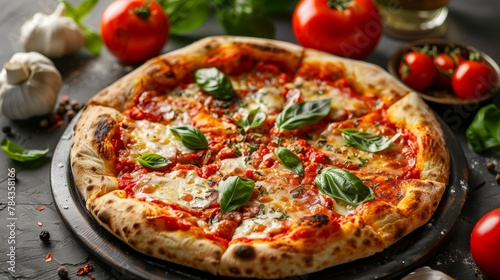 Fresh Homemade Italian Pizza Margherita with buffalo mozzarella 