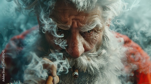 Close up of a person smoking a cigarette, suitable for health and addiction concepts
