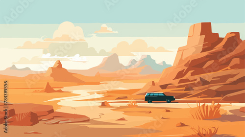 Desert near Siwa Egypt .. 2d flat cartoon vactor illustration
