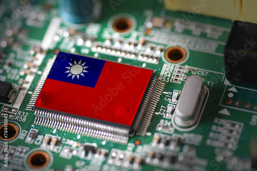 Flag of Taiwan on a processor, CPU Central processing Unit