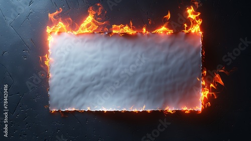 White sheet of paper on fire