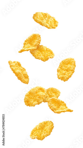 Corn Flakes isolated on white background, full depth of field