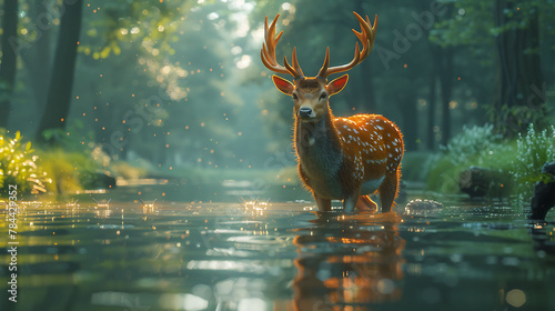 deer in the forest of water 