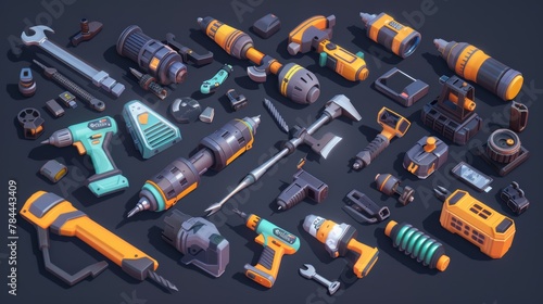 Tools for construction, including drills, saws, screwdrivers