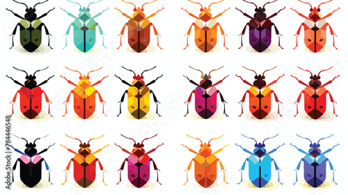 Longhorn beetle grammoptera icon set many color hex