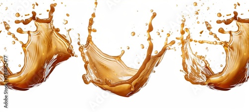chocolate caramel splash on white background . liquid splashes isolated. generative ai