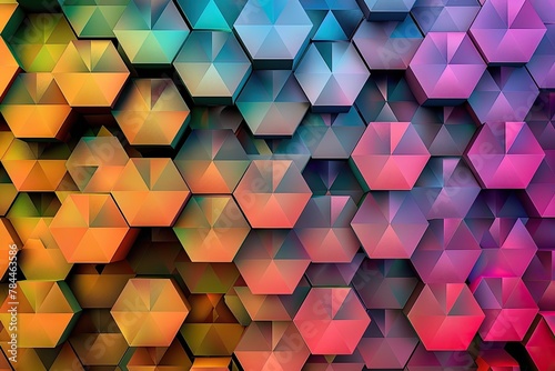Kaleidoscopic pattern of interlocking hexagons