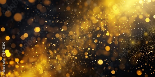 Abstract glowing Glittering bokeh yellow gold Particles dust Gold glitters background shimmering blur spot lights Bokeh Shiny gold light background texture 