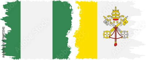 Vatican and Nigeria grunge flags connection vector