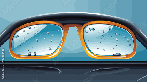 Rain drop on front car mirror 2d flat cartoon vacto