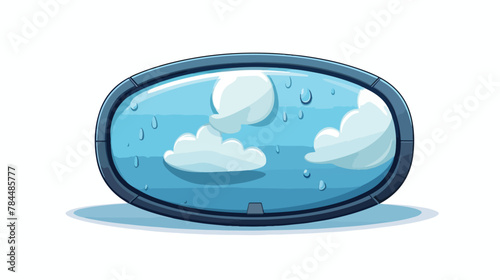 Rain drop on front car mirror 2d flat cartoon vacto