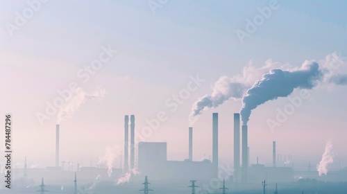 Smoke Billows From the Stacks of Industrial Buildings