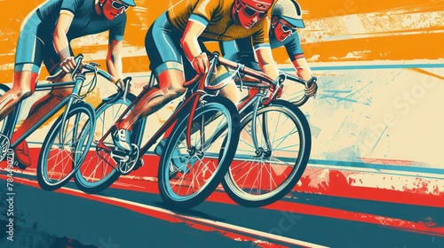 Cyclists cycling in group