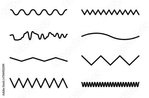 Set of waves zigzag lines on white
