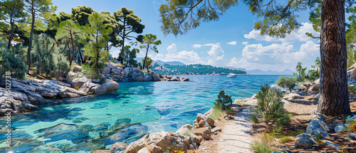 Picturesque Croatian Coastline with Turquoise Waters and Lush Greenery, Perfect for Scenic Tours