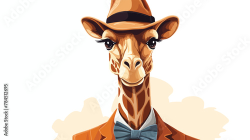 Stylish Giraffe Wearing Bowler Hat Elegance and Fas
