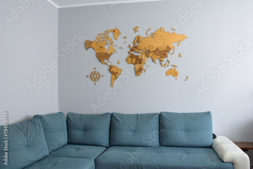 Mapa świata na ścianie. Mapa ścienna.