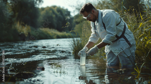 Scientist Conducting River Study