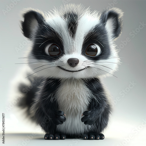 A cute and happy baby skunk 3d illustration