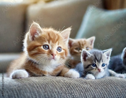Katzenbabys auf einem Sofa