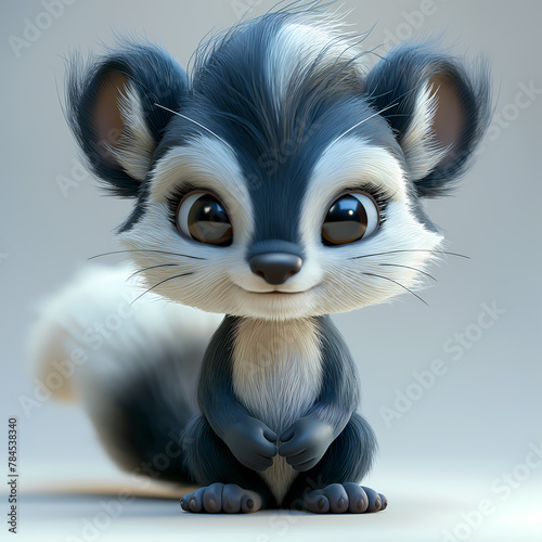 A cute and happy baby skunk 3d illustration