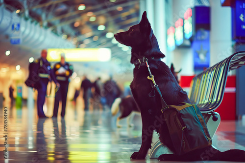 Police dog on duty at airport