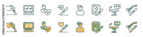 surgery operation icon vector set emergency knife scalpel surgery tools signs illustration for web and app