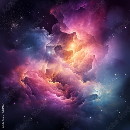 Stunning Visualization of a Colorful Nebula in Deep Space