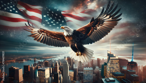 Independence Day Eagle Flight: A Stunningly Realistic Photo Symbolizing Freedom and Independence in US Patriotism