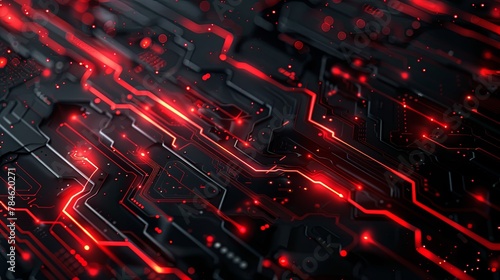 Dynamic tech-themed background with red circuits