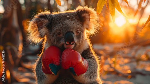 Koala with boxing gloves
