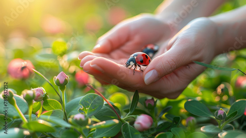 Ladybug on a person's hand.