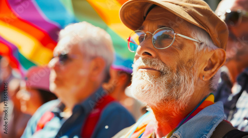 Elderly Activists Rallying for LGBTQ+ Rights at Pride Event 