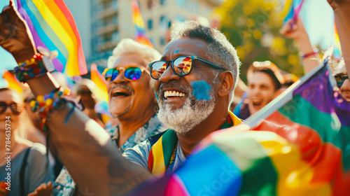 Middle-Aged Activists for LGBTQ+ Rights at Pride Event 