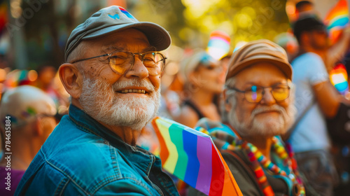 Portrait of Middle-Aged Advocates at LGBTQ+ Pride Rally 