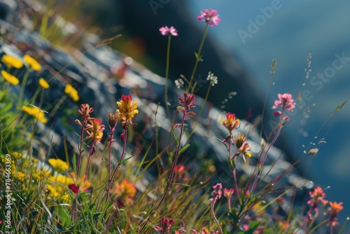 Details of wildflowers growing at high altitudes