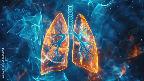 A CT model depicts a breathing lung, offering a dynamic and detailed view of its internal structures and function, providing valuable insights for medical diagnosis and treatment planning.